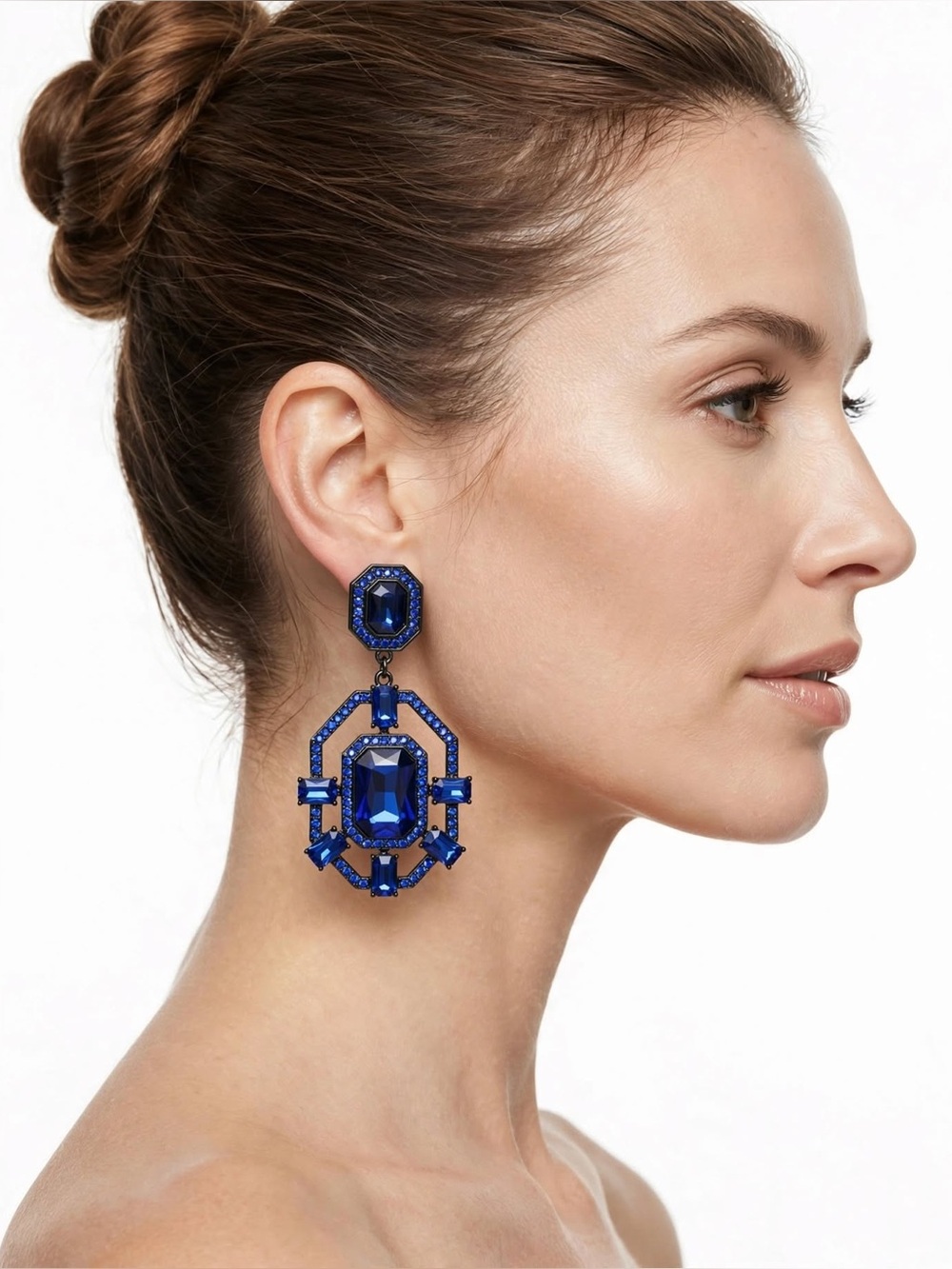 Bold Royal Blue Crystal Drop Earrings